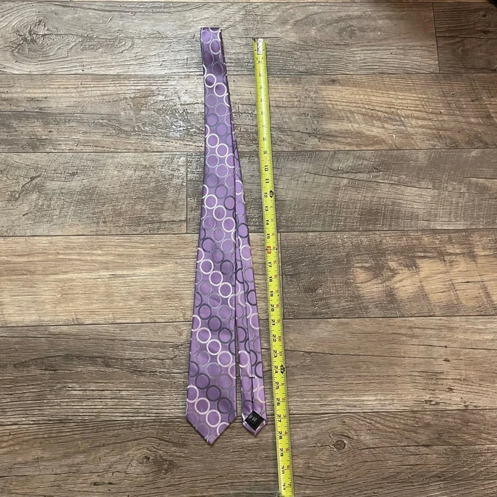 Michael‎ Kors Mens Purple Geometric Circle Silk Necktie 100% Silk Tie